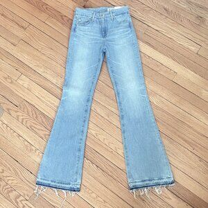 New AG FARRAH BOOT High-Rise Fit Jeans Released Raw Hems Light Wash 25 (32"L)